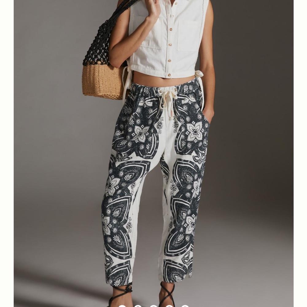 Anthropologie sz M style-cottage 2 front/2 back pockets NEW, blk/creme